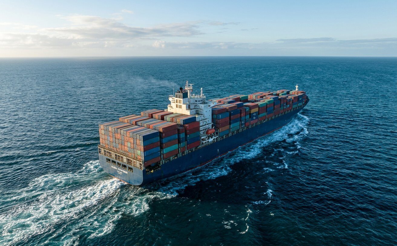 Container ship at sea